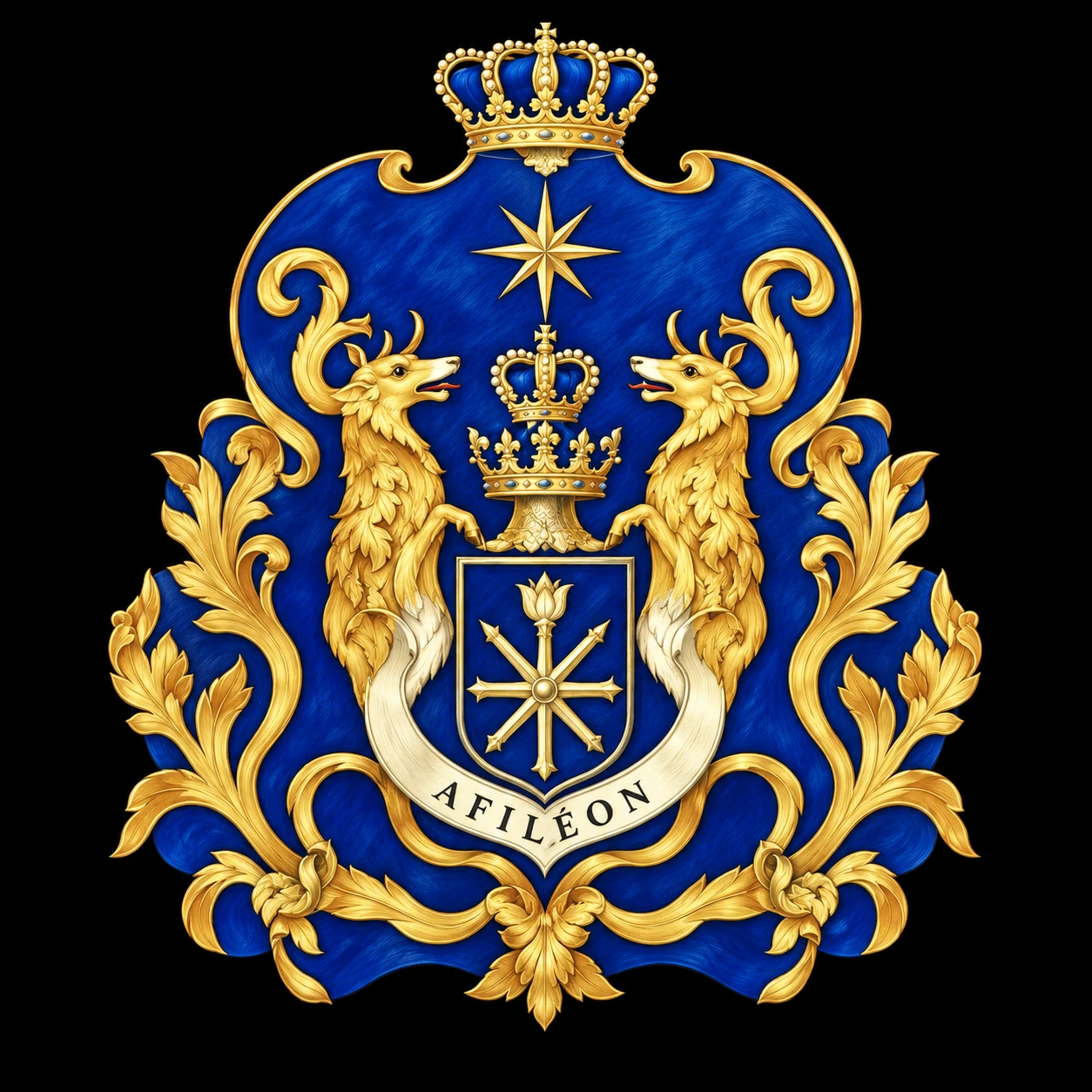 The blue and gold crest of the House of Afiléon